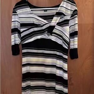 Le Chateau Black and White Striped Long Sleeve Top